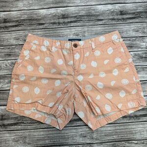 Old Navy Women's Citrus Lemon Print Everyday Shorts 4 Peach Salmon Pink White